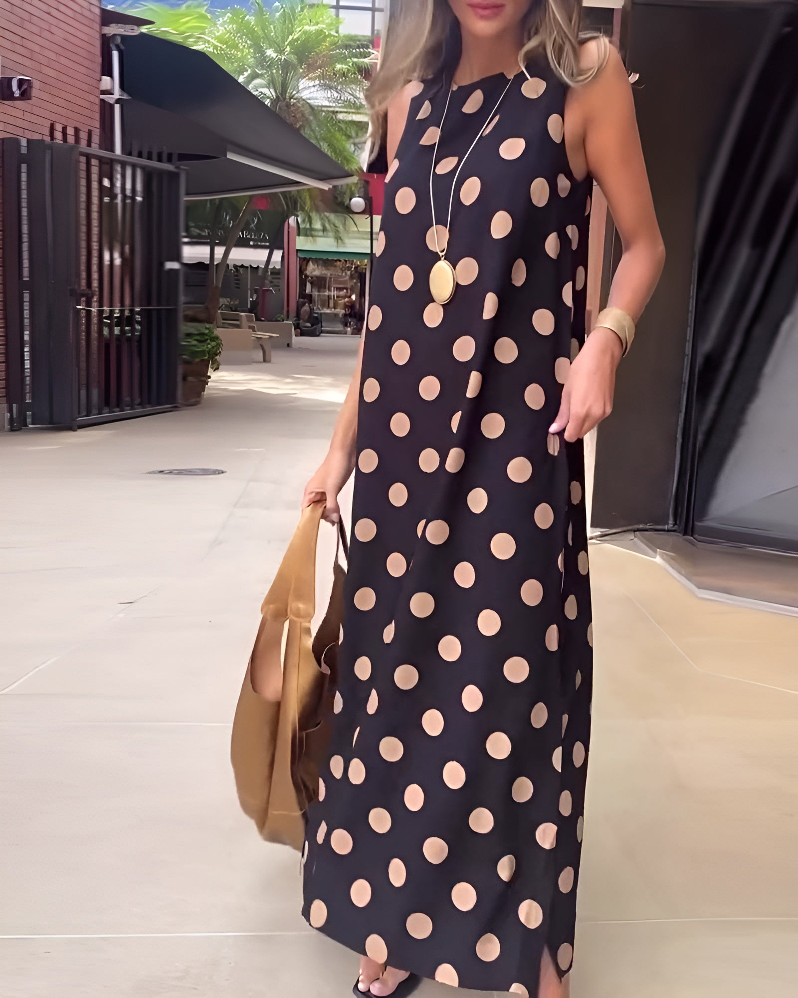 Roxane | Polka Dot Maxi Dress with Slit