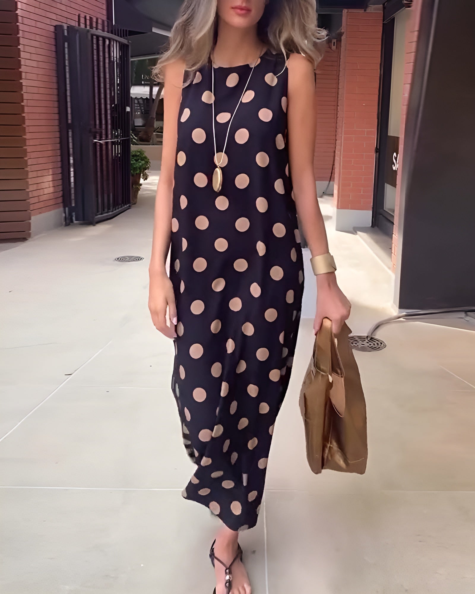 Roxane | Polka Dot Maxi Dress with Slit