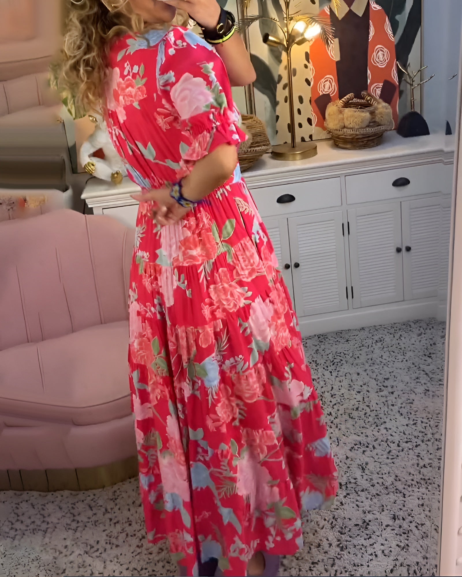 Carine | V-Neck Pocket Dress with Floral Print