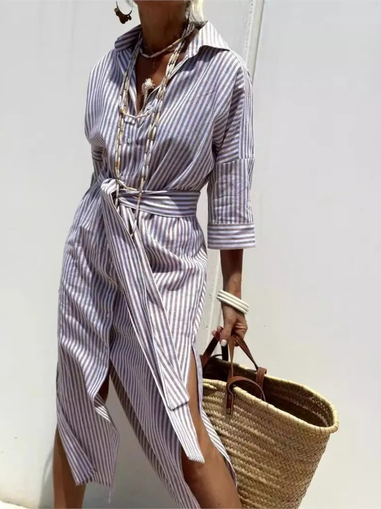Géraldine | Chic Striped Dress in Lightweight Fabric