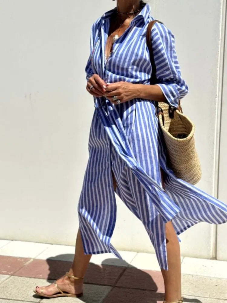 Géraldine | Chic Striped Dress in Lightweight Fabric