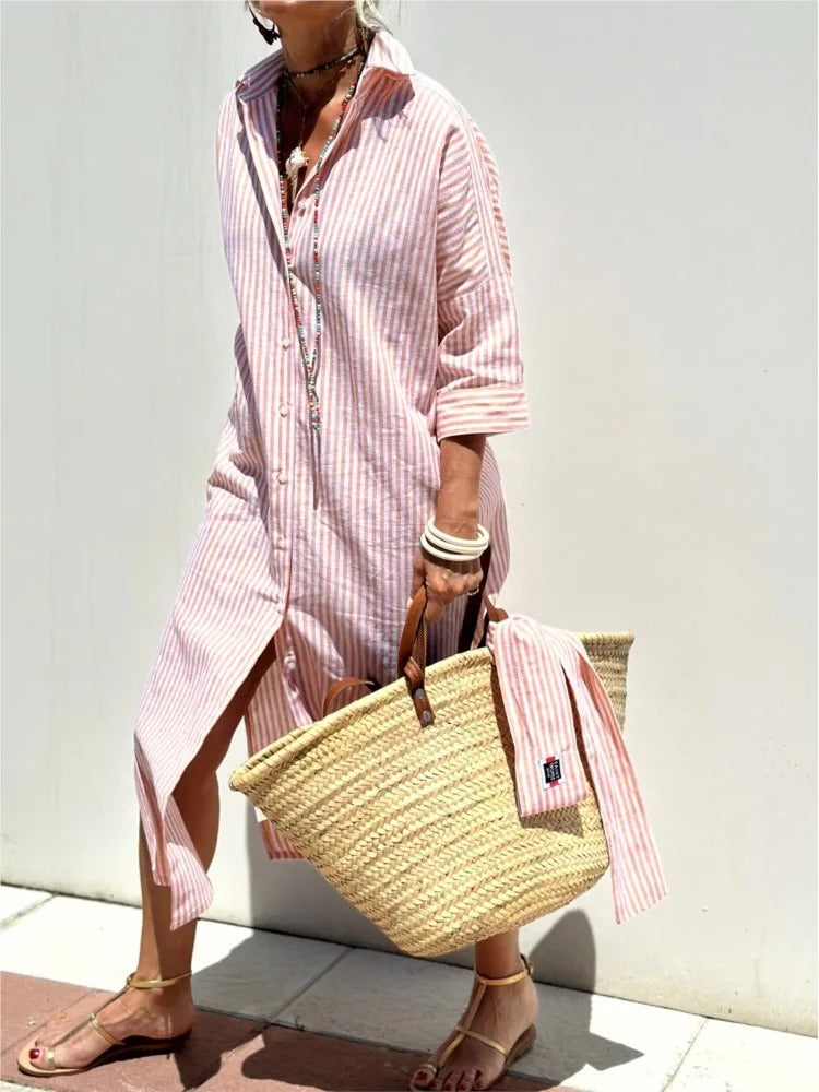 Géraldine | Chic Striped Dress in Lightweight Fabric