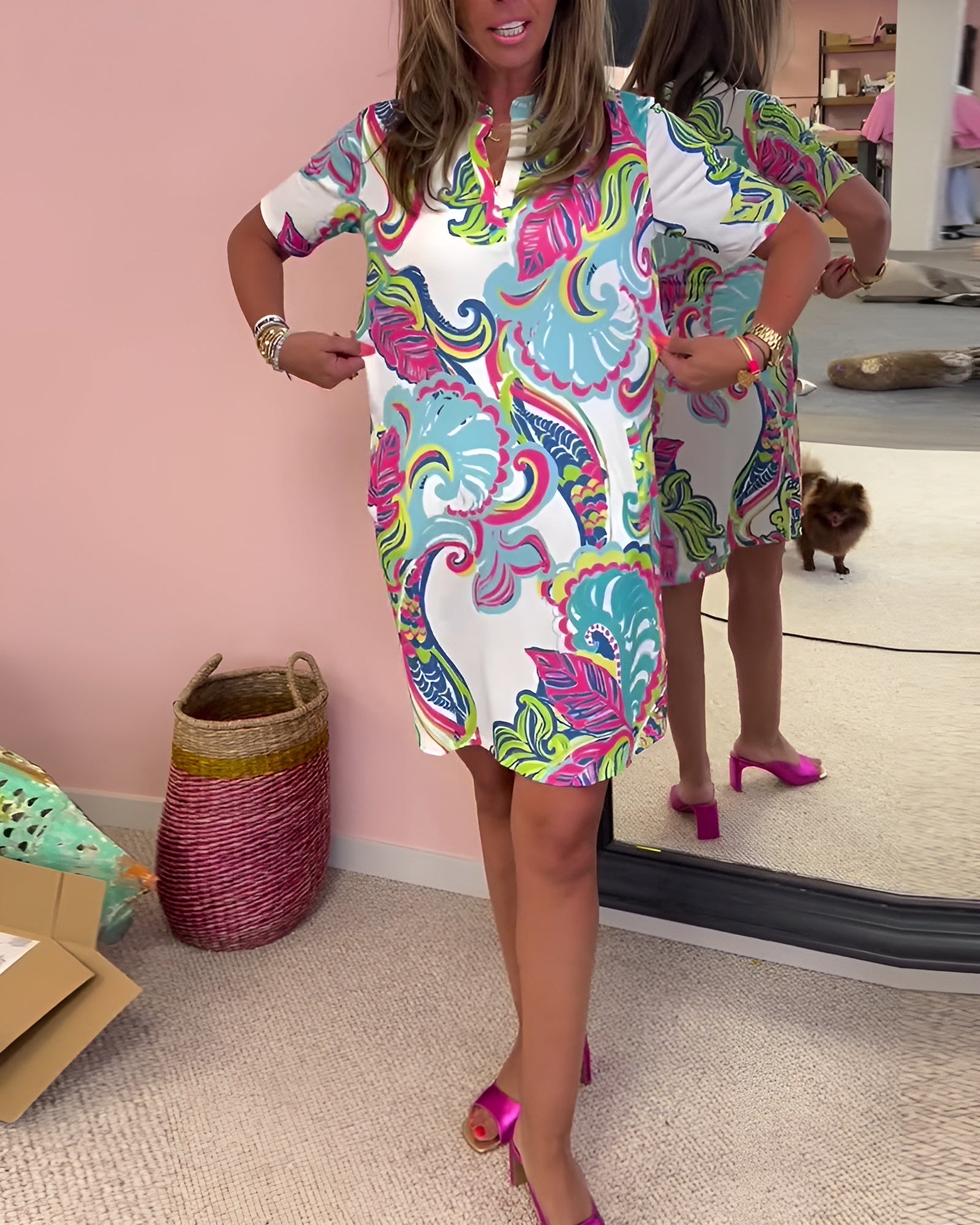 Gaëlle | V-Neck Lightweight Printed Dress