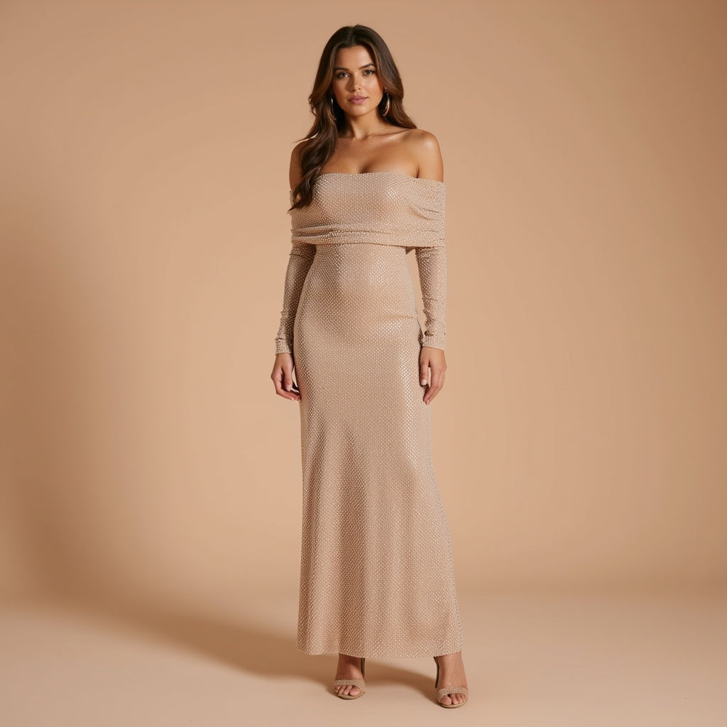 Manon | Off-Shoulder Dress with Diamante Accents