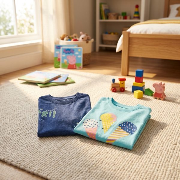 پک ۲ عددی تی‌شرت بچگانه آستین کوتاه طرح پپا پیگ (Peppa Pig) رنگ سرمه‌ای و آبی روشن 03